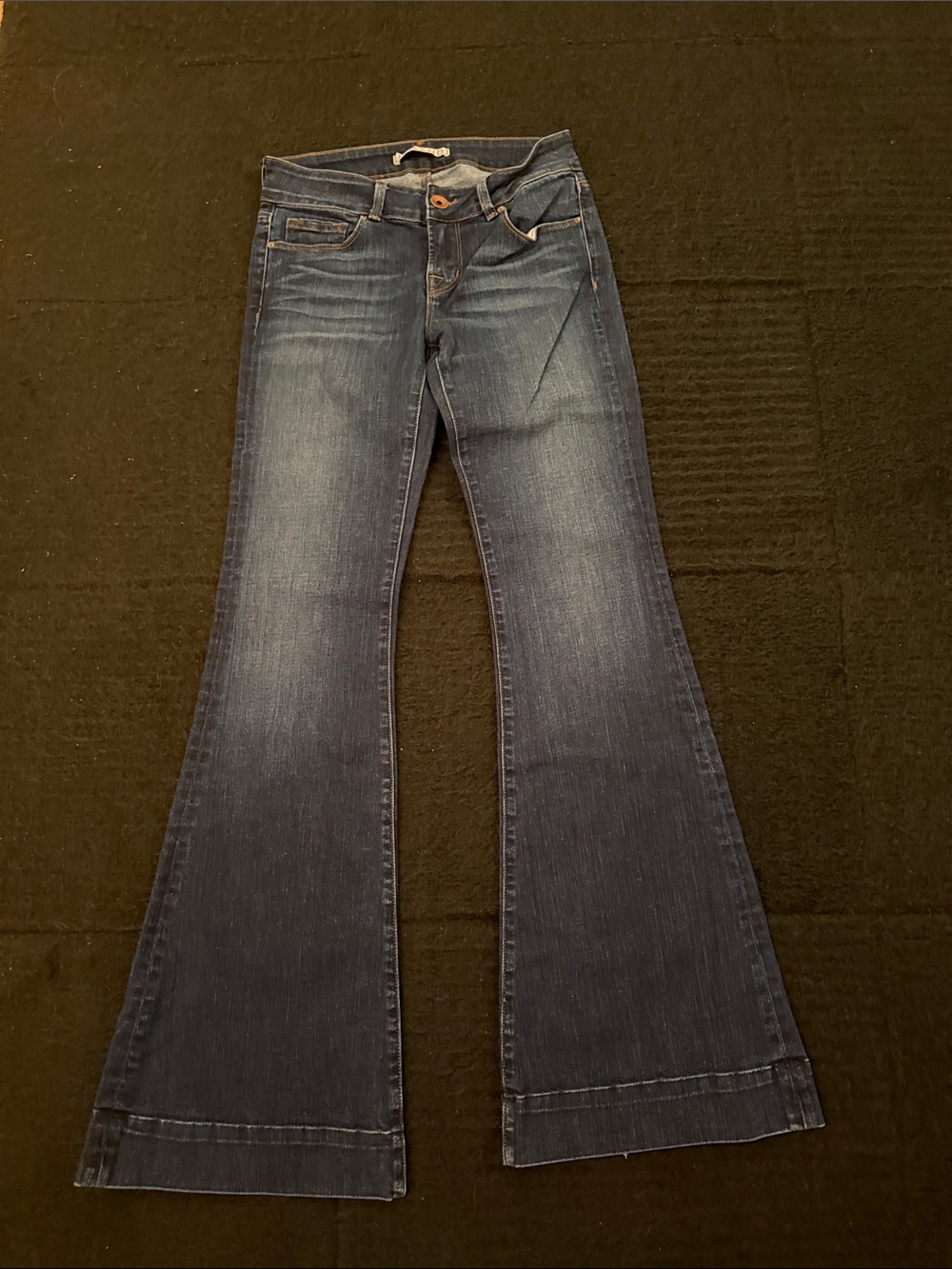J Brand Dark Blue High-Rise Flare Jeans